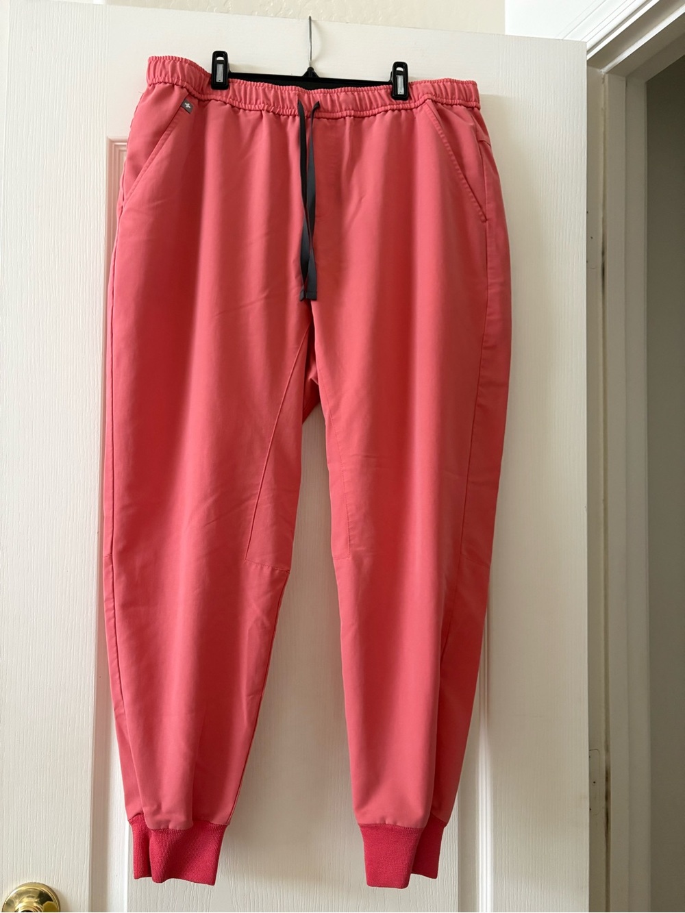 FIGS Men's Coral Joggers with Dark Gray Drawstring